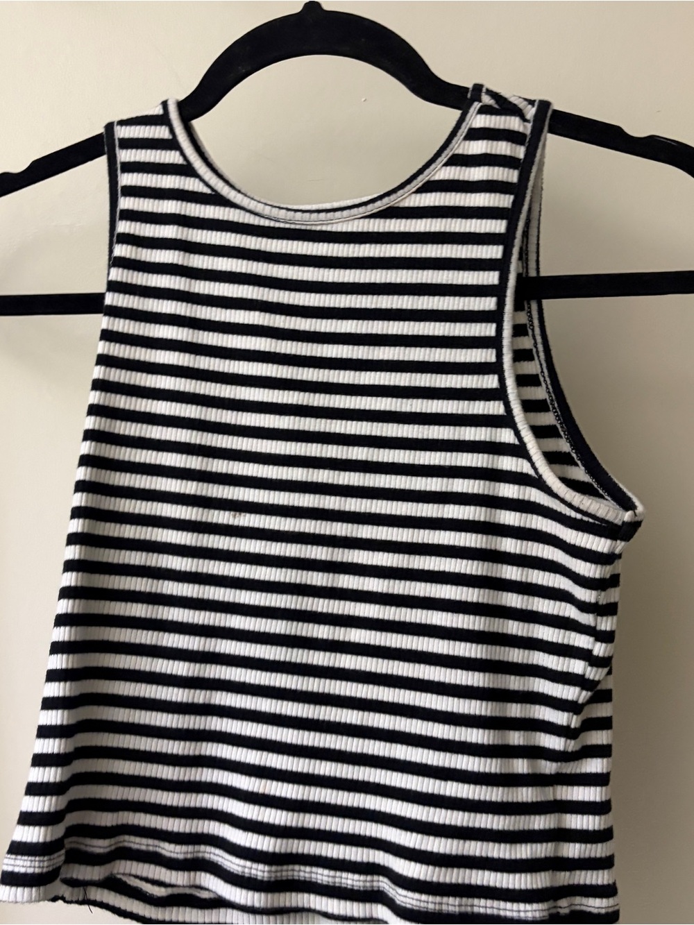 Striped Ribbed Tank Top - Black & White - Picture 2 of 4